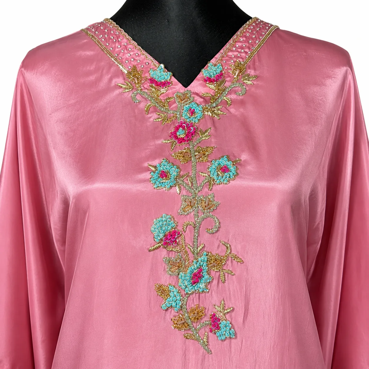 Blush Pink Embroidered Kaftan Cords with Straight Pants